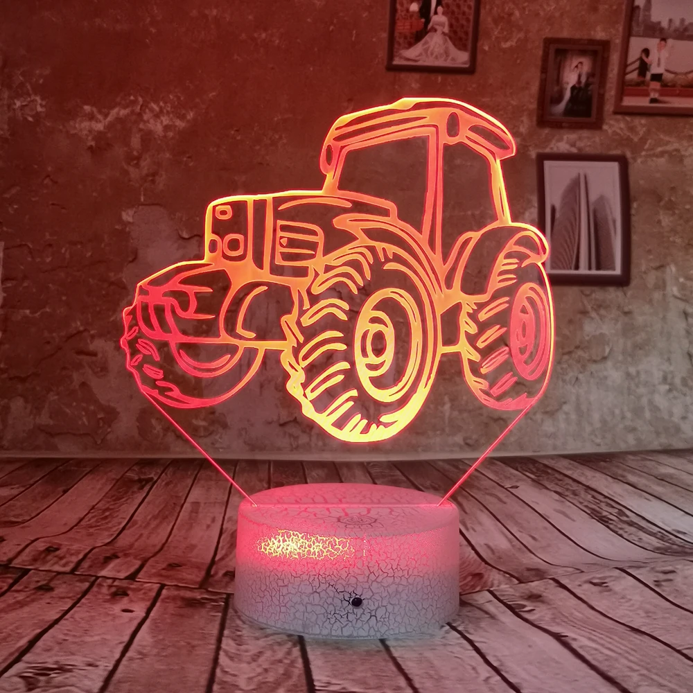 Drop Shipping Cute Cartoon Car 7 Colors RGB LED 3D Night Light Change USB Xmas Birthday Gifts Table Desk Lamp For Baby Kids | Лампы и