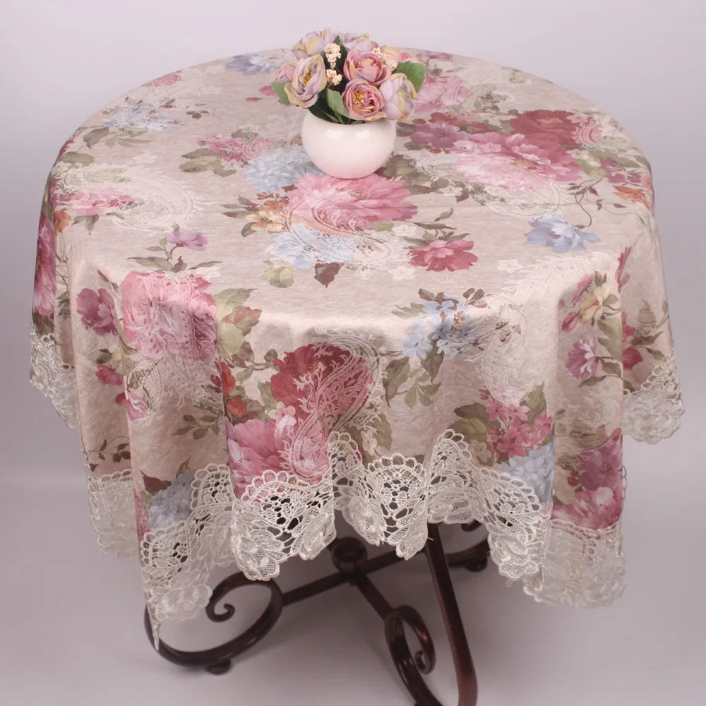 CURCYA Винтаж пион Флора Толстая атласная Скатерть для обеденный стол/классические