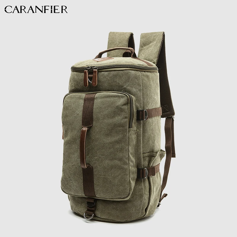 

CARANFIER Mens Travel Bags Multifunctional Canvas Weekend Handbags Unisex Large Capacity Outdoor Backpack Luggage Packages