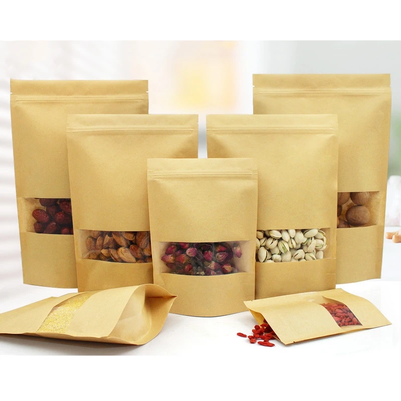 Пакеты из крафт-бумаги с застежкой-молнией стоячие многоразовые герметичные