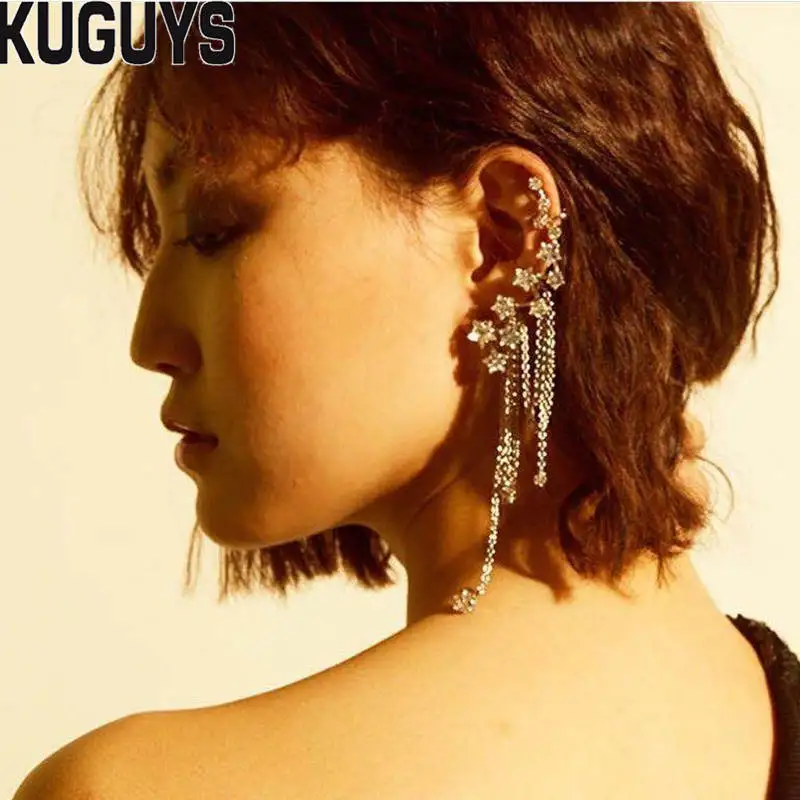 BlingBling кристаллы звезда длинные серьги с кисточками для женщин модные ювелирные
