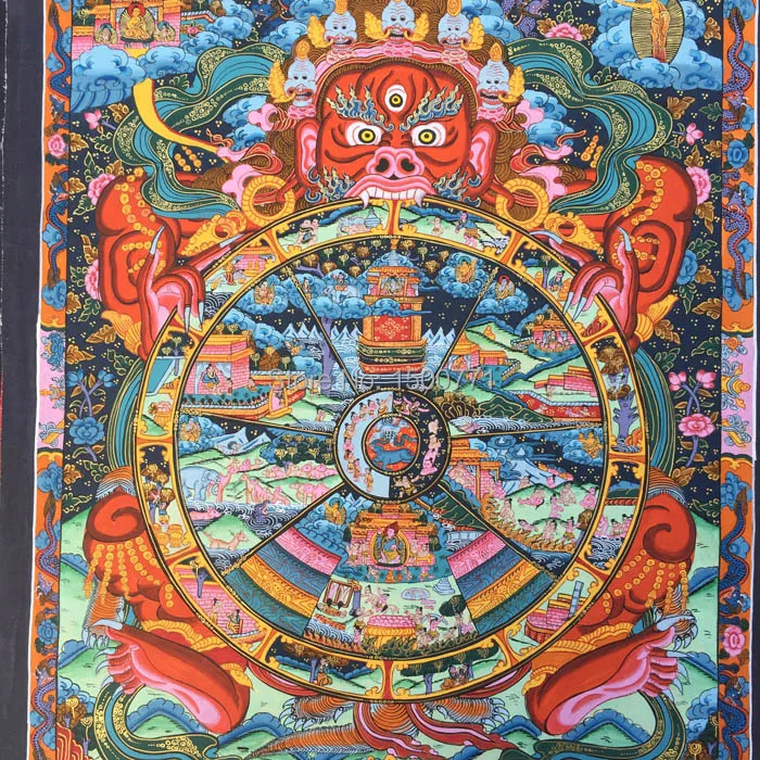 Тибетский ручной росписью танка Будды в шести цикле схема Самсары украшение
