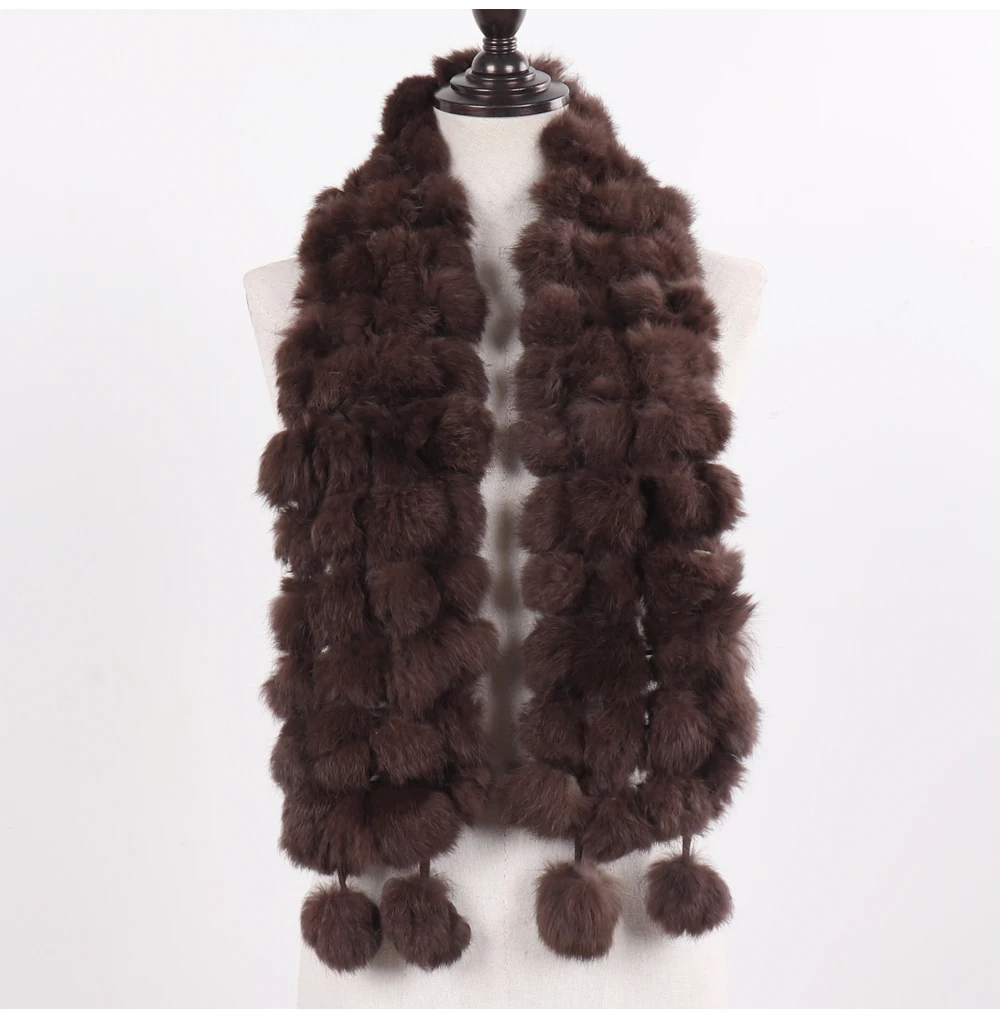 New Winter Women Real Rabbit Fur Scarf Natural Warm Rabbit Fur Muffler Girl Fashion Knitted Genuine Rabbit Fur Scarves