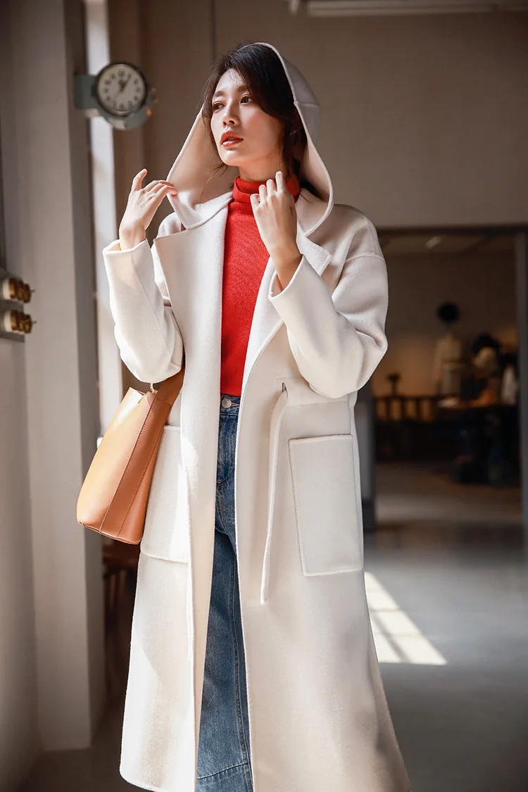 IRINAW929 2018 AW Новая коллекция боковые разрезы с капюшоном повседневное длинное