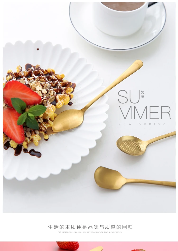 Stainless Steel Spoon Cute Ice Cream Coffee Fruit Spoons Butter Knife Teaspoon Gold Plating Dessert Cake Sugar Spoon Tableware