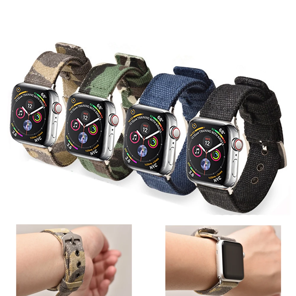 Ремешок нейлоновый спортивный для apple watch 4 band 44 мм 40 браслет iwatch 42 38 5 3 2|Ремешки
