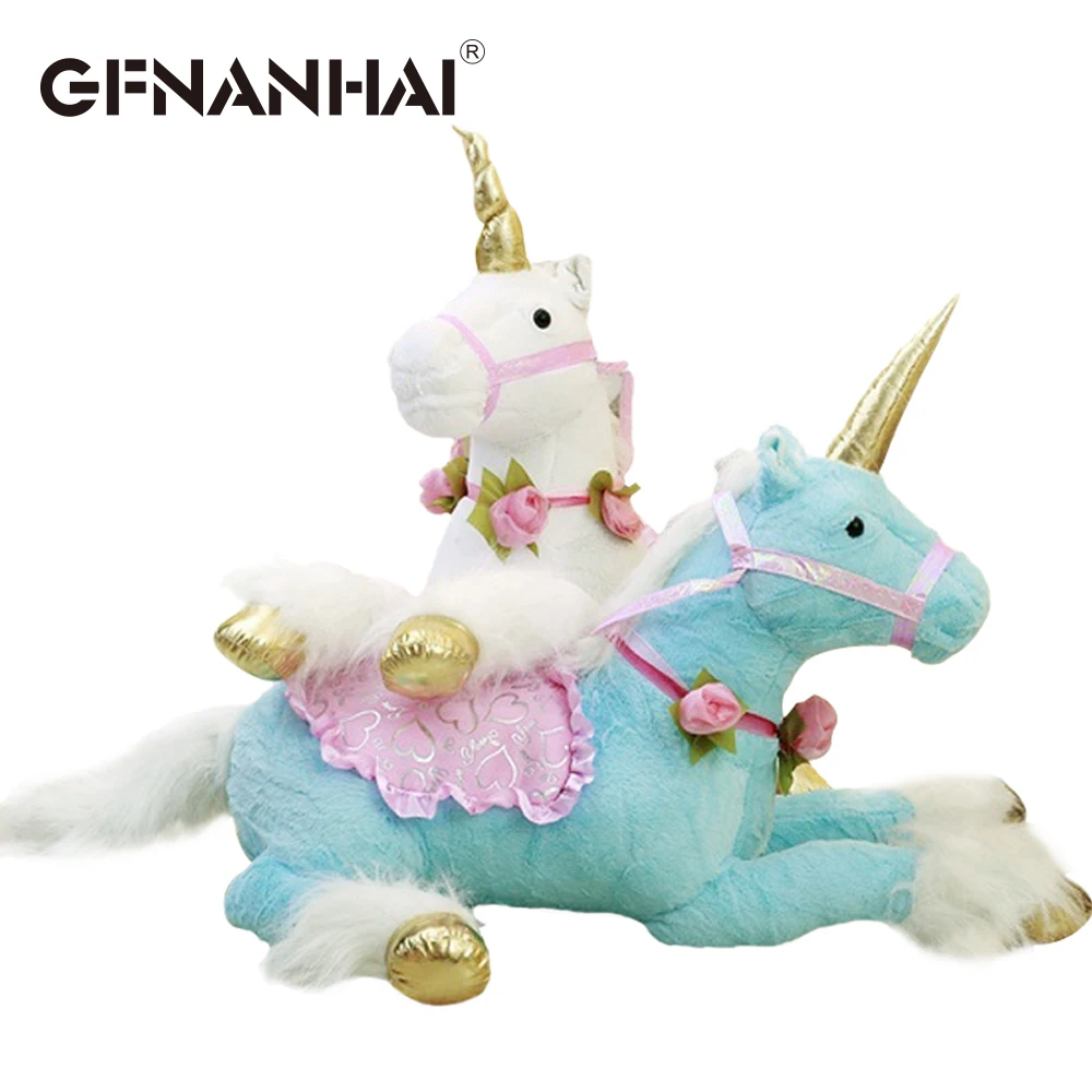 

1pc huge size 100cm unicorn plush toy stuffed soft animal kawaii horse room decoration creative birthday gift for kids girls