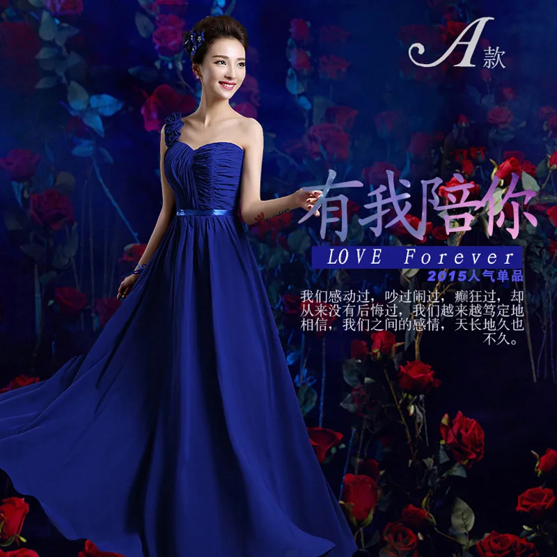 Royal Blue A JaneyGao/платья подружки невесты для свадебной вечеринки, длинное платье из шифона, ярко-синее элегантное платье со шнуровкой для невесты, можно заказать на заказ размер Новинка - Цвет: Royal Blue A
