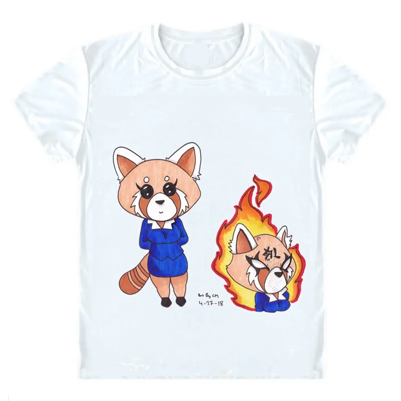 Aggretsuko футболки с коротким рукавом аниме агрессивные Retsuko Aguresshibu красная панда