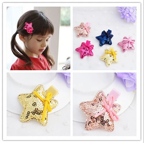 2 шт./лот модные корейские милые заколки для волос с блестками и звездами высокое