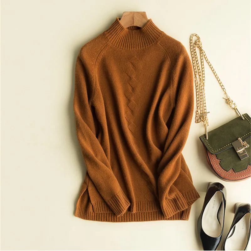 Женский плотный вязаный пуловер из козы и кашемира | Женская одежда