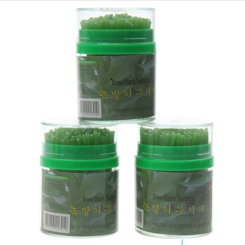 Бежевый/зеленый корейский Кристалл кукурузный крахмал зубочистка Mondadientes