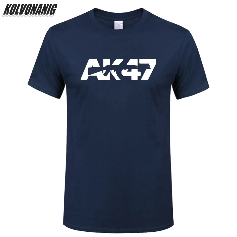 KOLVONANIG 2021 Summer Fashion New Streetwear Men Cotton T-Shirts AK47 Printed T Shirt Short Sleeve Male AK-47 Gun Tops Tees 3XL | Мужская