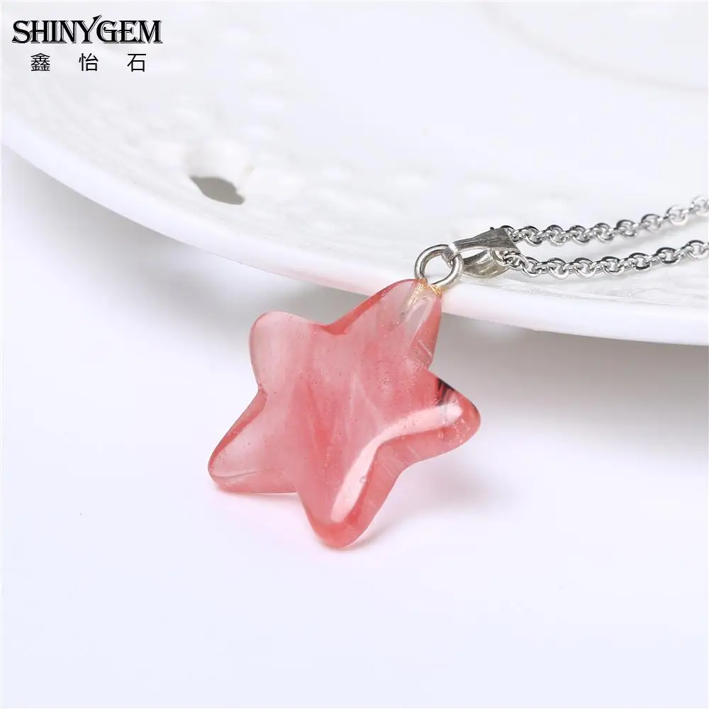 Подвески и ожерелья ShinyGem с розовыми красными звездами ожерелье из нержавеющей