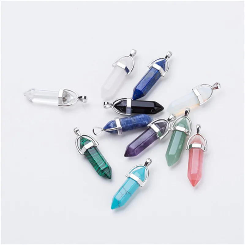 2017 модное ожерелье с кулоном из натурального камня в виде пули острым кристаллом