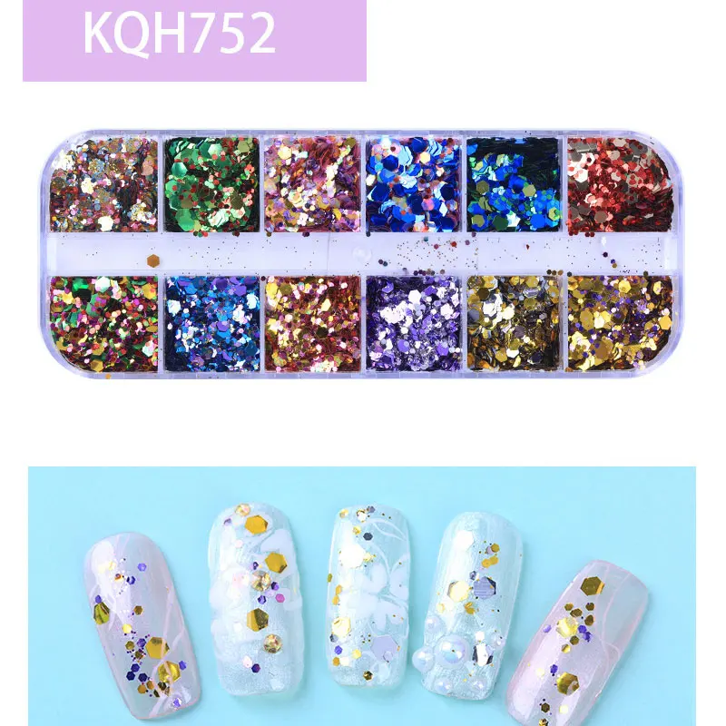 KQH752 1 коробка, мульти размер, сделай сам, блестка для ногтей, Плоские наклейки, 3D дизайн ногтей, украшения, очаровательные наклейки, Стразы для ногтей, аксессуары для маникюра - Цвет: KQH752