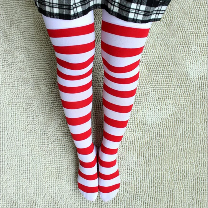 

FENNASI Sexy Lingerie Stripe Elastic Stockings Thigh High Over Knee Cotton Stockings For Girls Warm Long Stocking