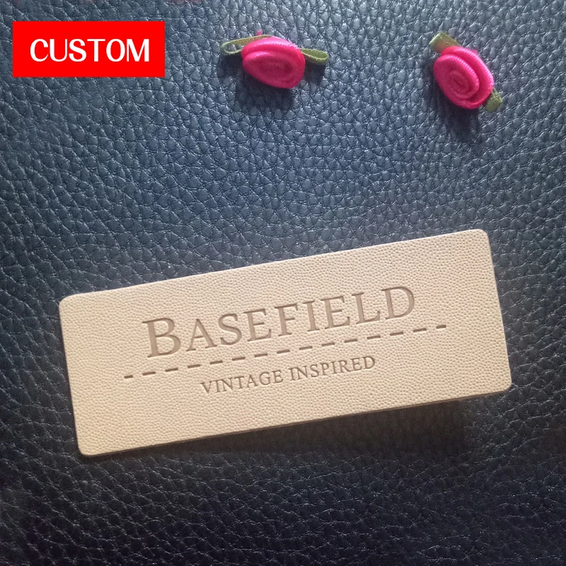 Factory Customized Metal PU Leather Embossed Logo Sew-On Clothing Labels for Private Label Branding image 4