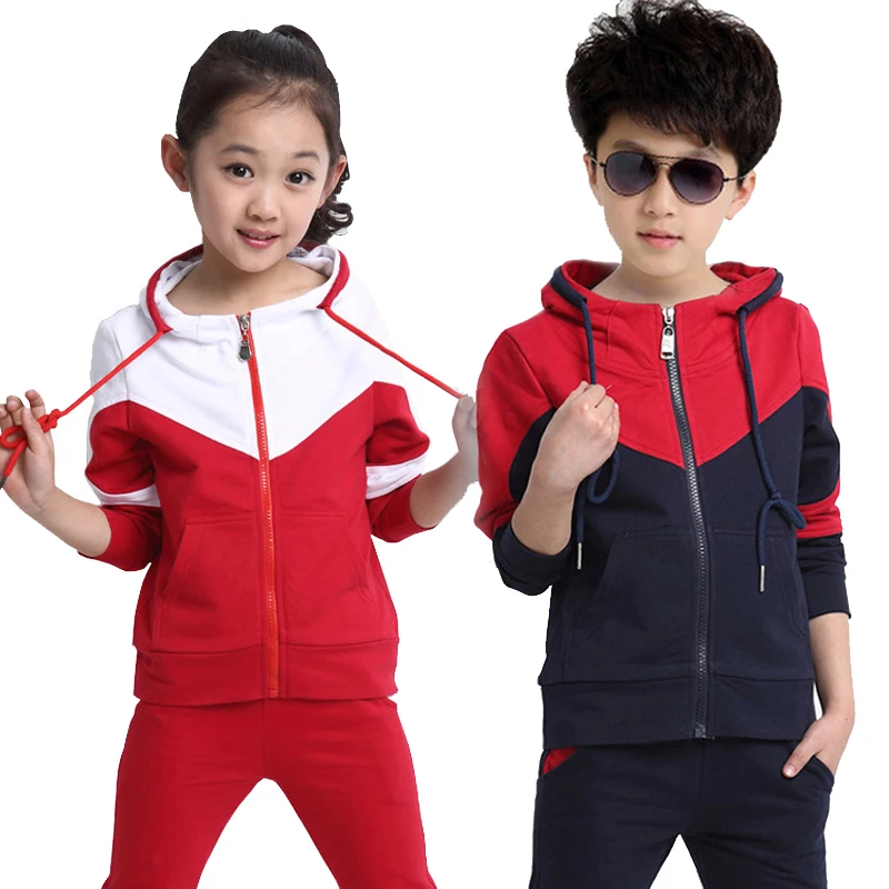 

5-17 years Spring Kids Boys Clothes Big Children Clothing 2 Piece Sets Autumn Boy Long Sleeve Sportswear Girls Hooded Costume