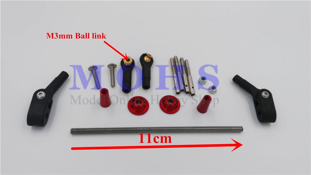 high quality adjustable M4X110mm 35~60cc 50cc rudder control horn + ball link COMBO rc aircraft metal | Игрушки и хобби
