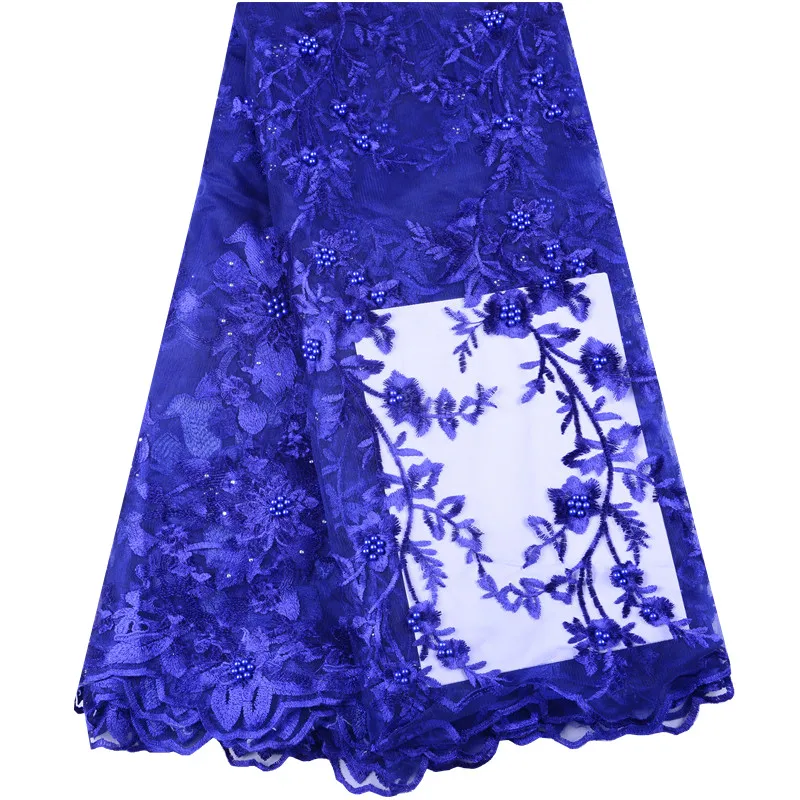 

Latest African Tulle Lace 2019 High Quality Royal Blue Bridal Lace Embroidery Nigeria French Net Lace Fabrics For Wedding S1014