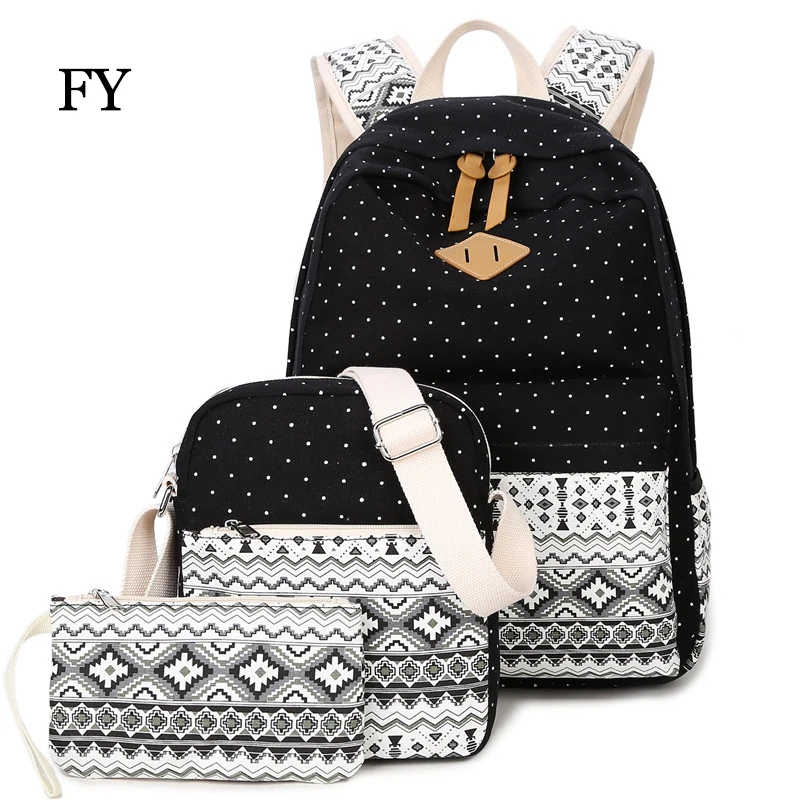 Горошек печати рюкзаки девушки школьный рюкзак crossbody сумки для женщин bookbag