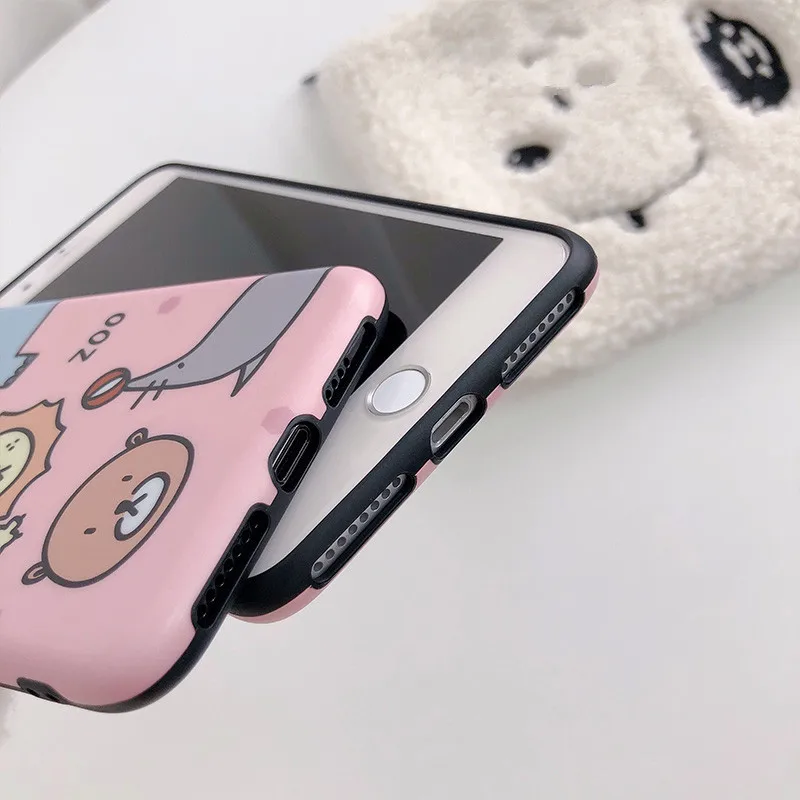 Подходящие Чехлы для iphone 6 6s розовый zoo мультфильм X XS XR милые животные пара