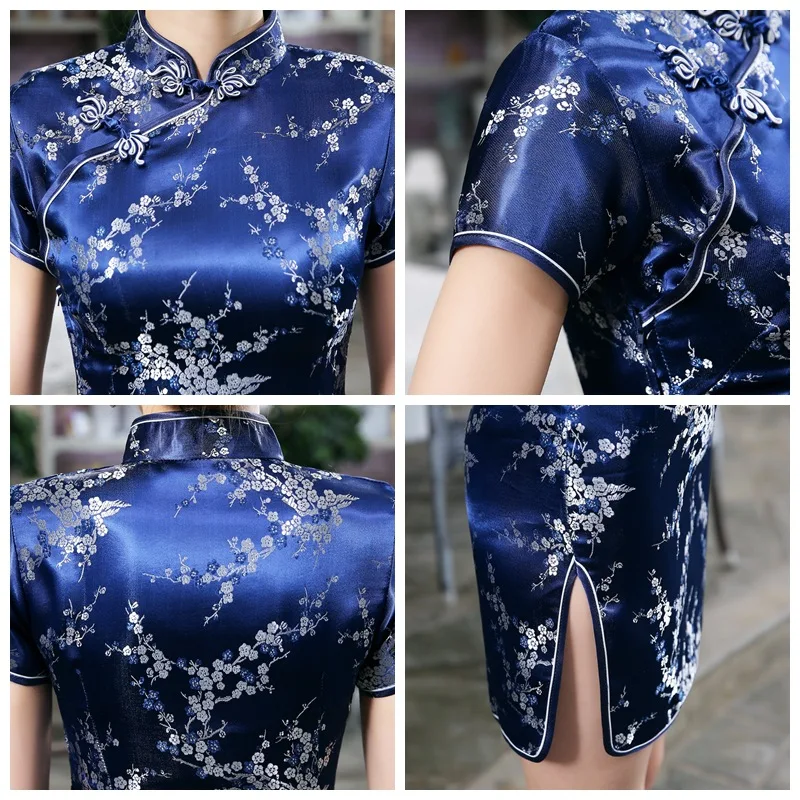 Новое китайское платье vestidos mujer, женское шелковое атласное платье Cheongsam Qipao с драконом и Фениксом, китайское традиционное платье, размер S-6XL