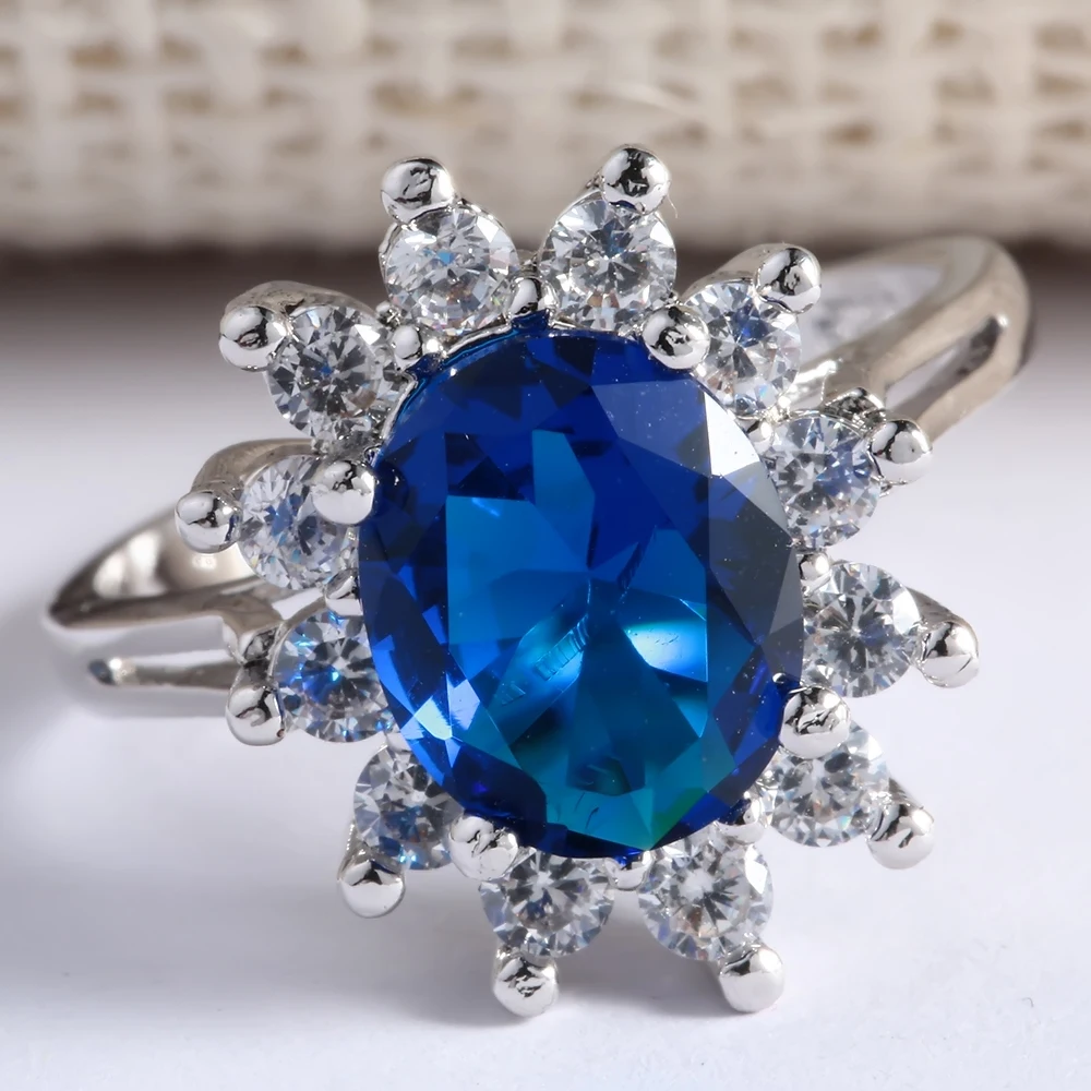 Солнечный цветок палец кольца с фиолетовым AAA кубический циркон