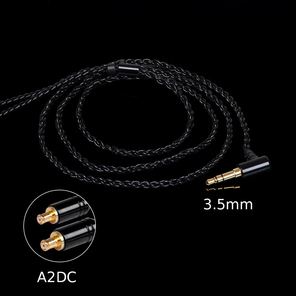 Black A2DC FDBRO, новинка, 4 ядра, гарнитура, Обновленная линия, Посеребренная гарнитура MMCX Line IE80 для IM 2Pin 0,78 мм A2DC Line, гарнитура 3,5 мм - Цвет: Black A2DC