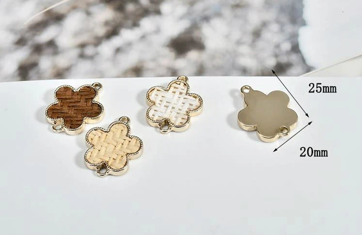 Праздничные стильные серьги из ротанга соломы и сплава DIY аксессуары Персиковое