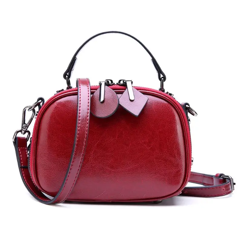 wine red Genuine Leather Handbag Crossbody Bag Women Fashion Shoulder Bag - Цвет: wine red