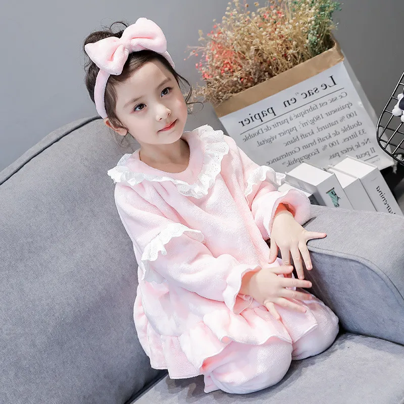 Пижамные комплекты принцессы для маленьких девочек Детские фланелевые пижамы