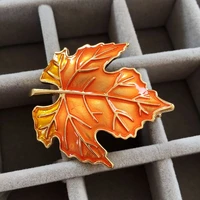new sweet cute orange enamel maple leaf brooches dress decoration accessories gift