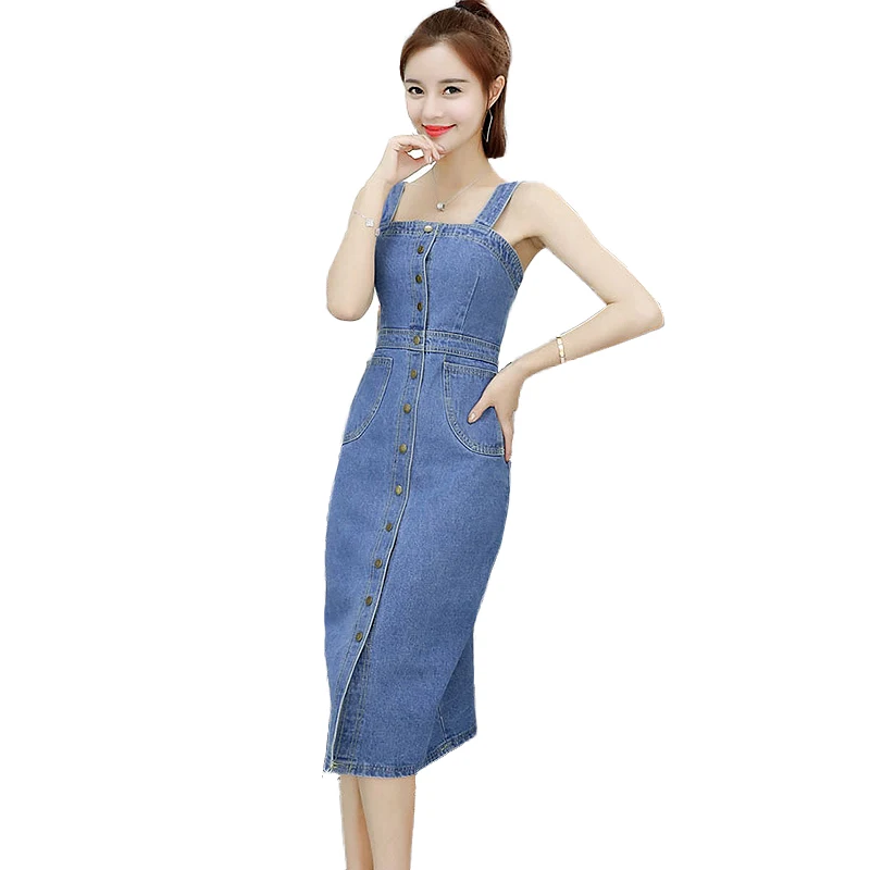 Модное осенне зимнее красивое новое модное женское джинсовое платье на
