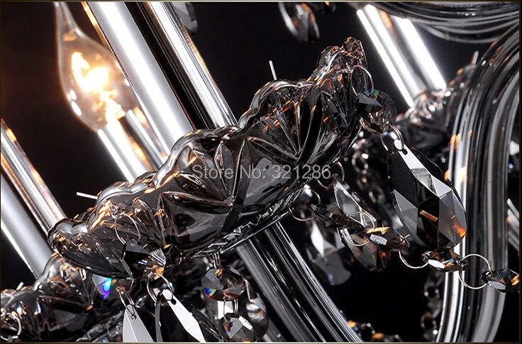 Новая современная Дымчатая серая хрустальная люстра K9 с 6 лампами для спальни