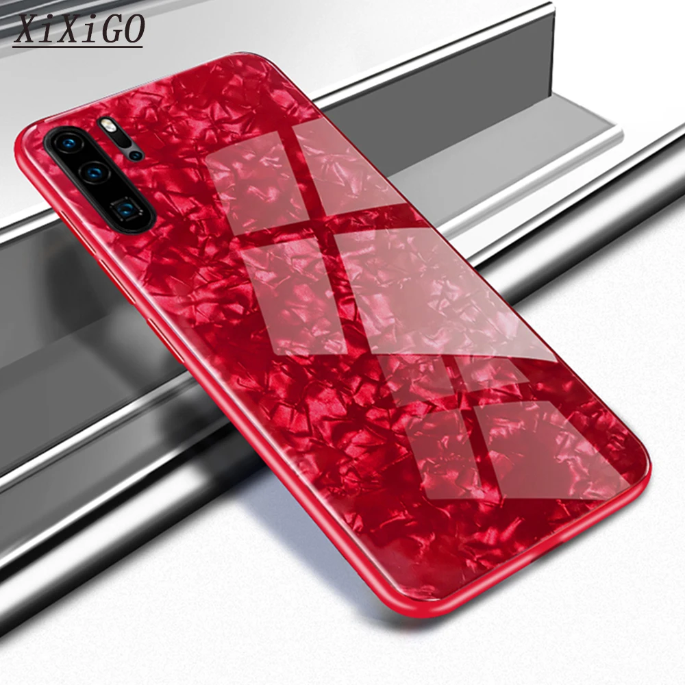 Задняя крышка из закаленного стекла для Huawei P30 20 10 Pro Plus Mate Bling Conch Глянцевая