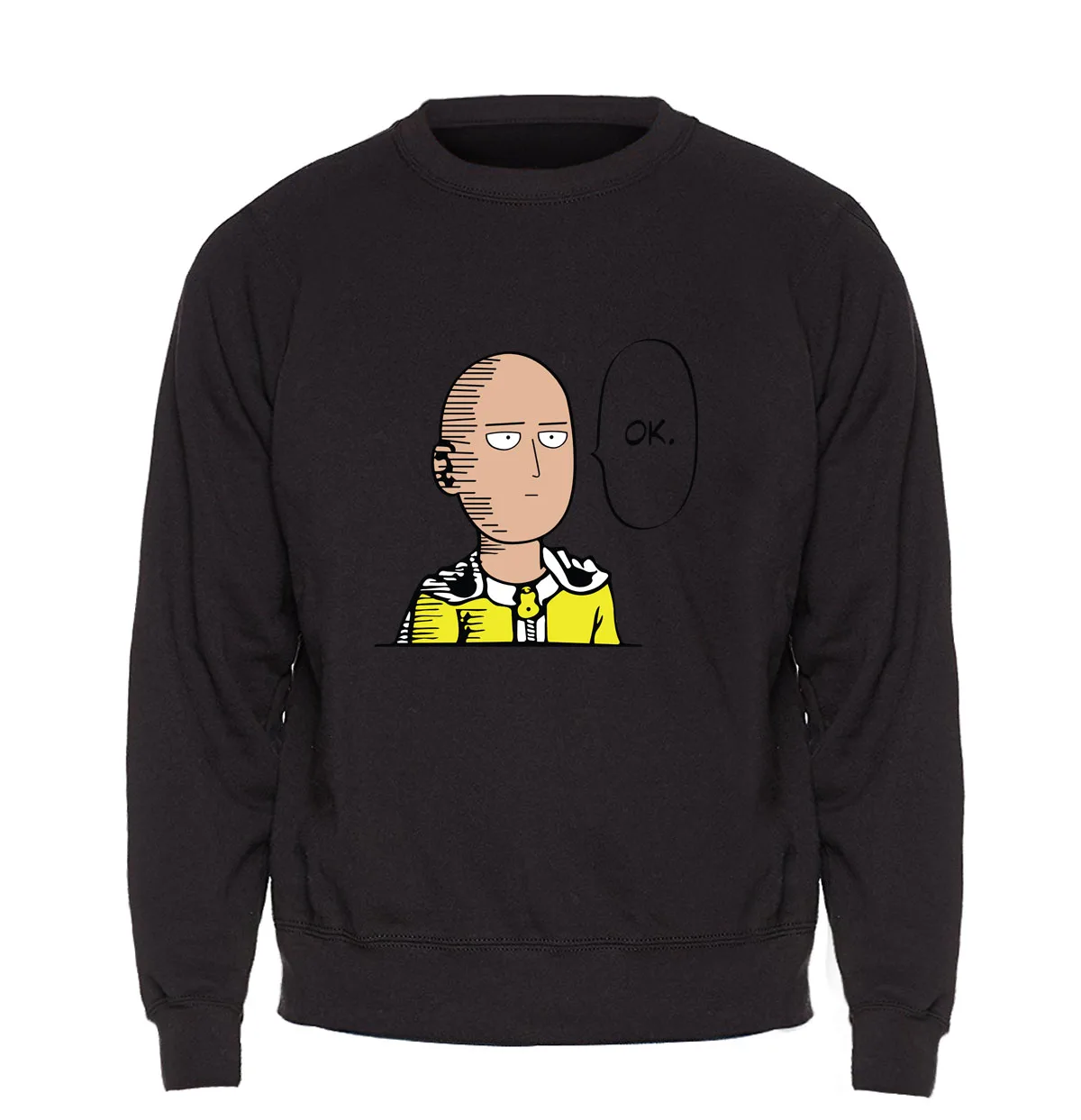 Аниме One Punch Man толстовка мужская Белая толстовка зима осень флис теплый Saitama толстовки мужские s графика дизайн одежда - Цвет: Black