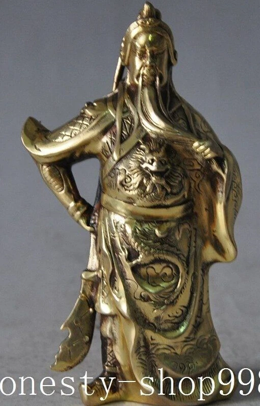 7 &quotотмечен Китай 100% бронза Guan Gong Yu воин держать дракона меч статуя|statue 1:1|statue