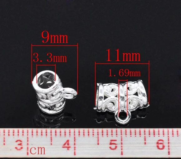 DoreenBeads 100PCs silver color Pattern Tube Spacers Beads Bail 11x5mm (B03077) | Jewelry Findings &amp Components
