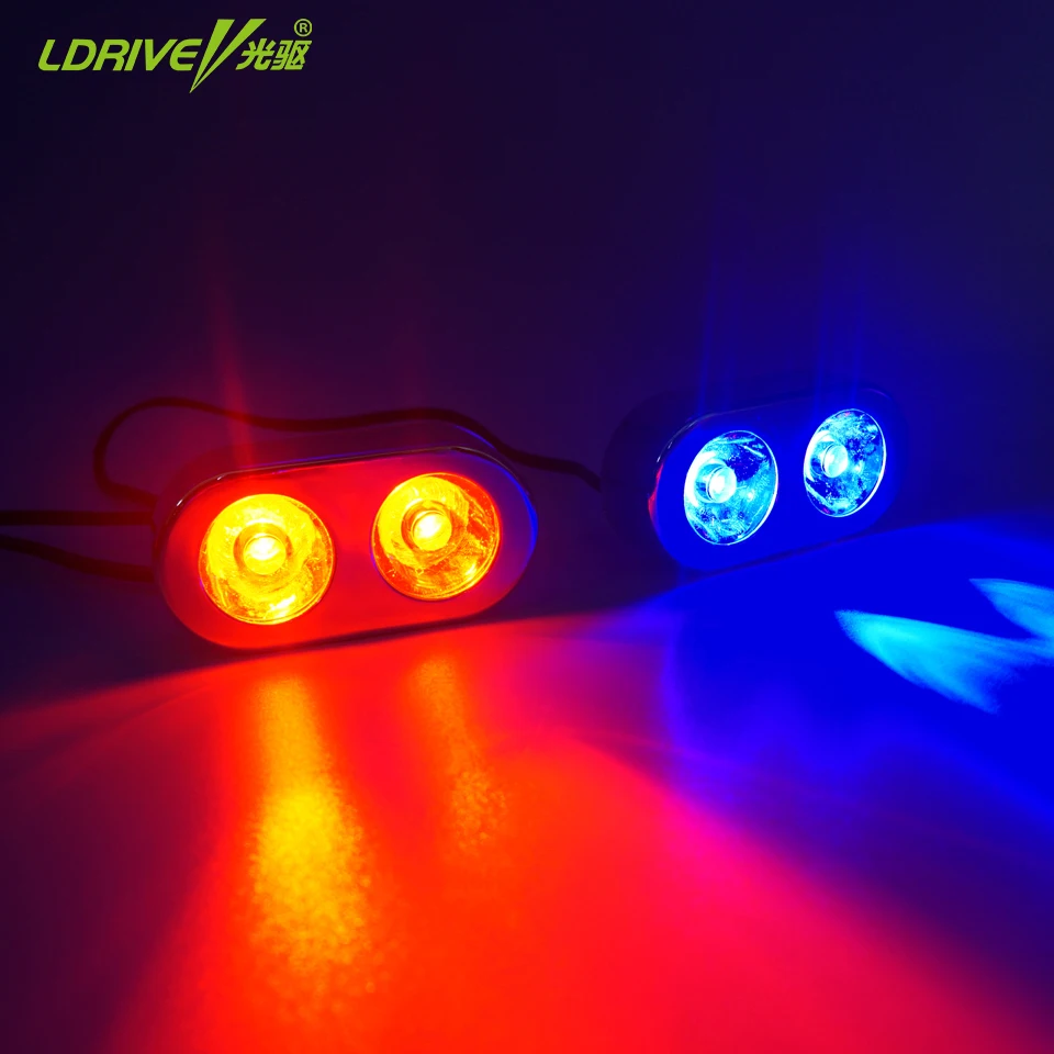 

2Pcs/Lot 12V 3W Red Blue White 3 Flashing Modes Emergency Strobe Flashing Lights Car Led Strobe Light Bar Car Warning Light