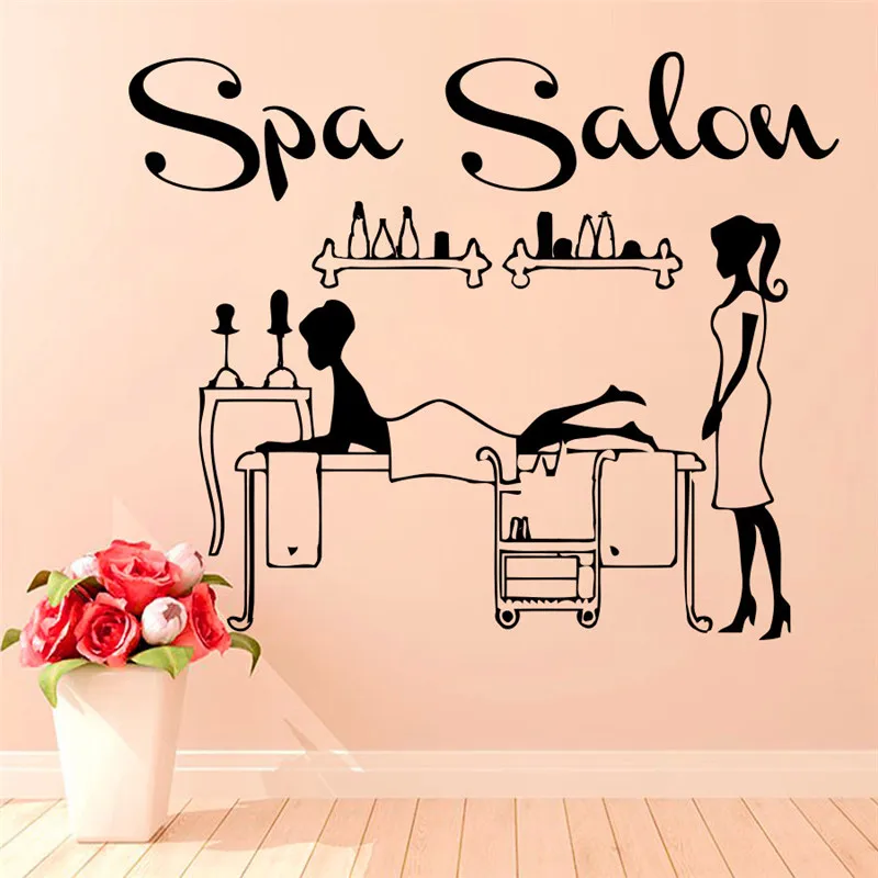 

Spa Salon Relaxation Wall Sticker Masseuse Services For Lady Living Room Removable Vinyl DIY Home Decor