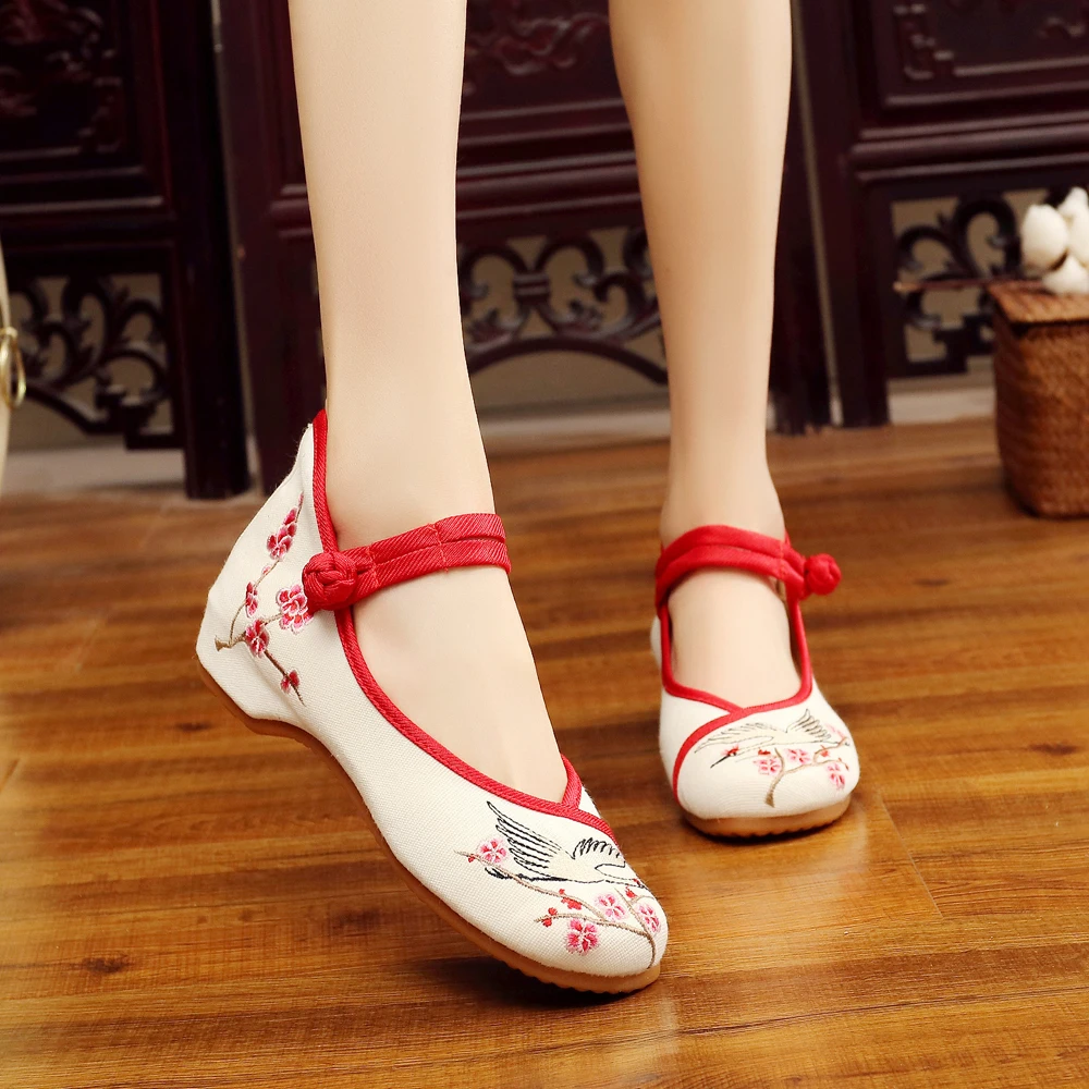 Women Canvas Embroidery Shoes Vintage Chinese Ladies Casual Ballet Flats Comfort Woman Cotton Ballerinas Zapatos Mujer | Обувь