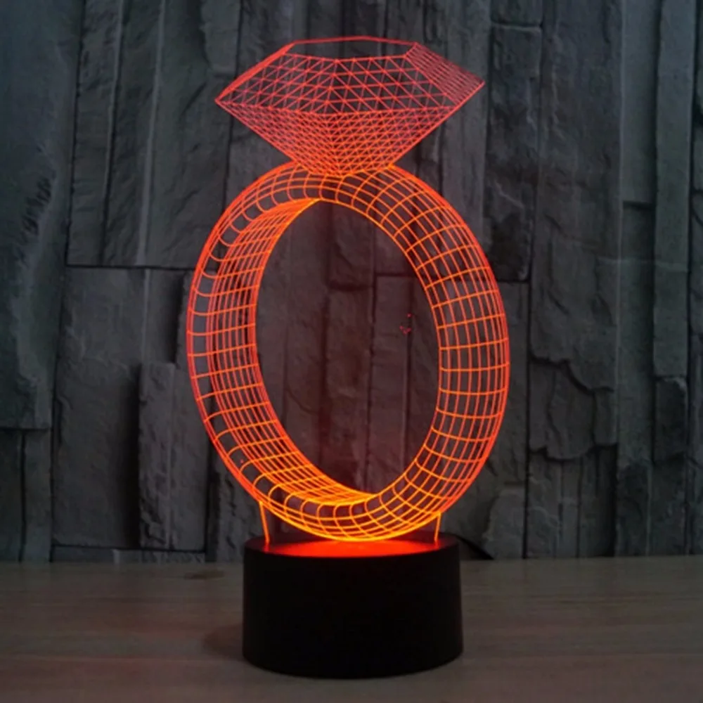 Кольцо с бриллиантом Стиль 7 цветов обесцвечивание Творческий визуальный стерео