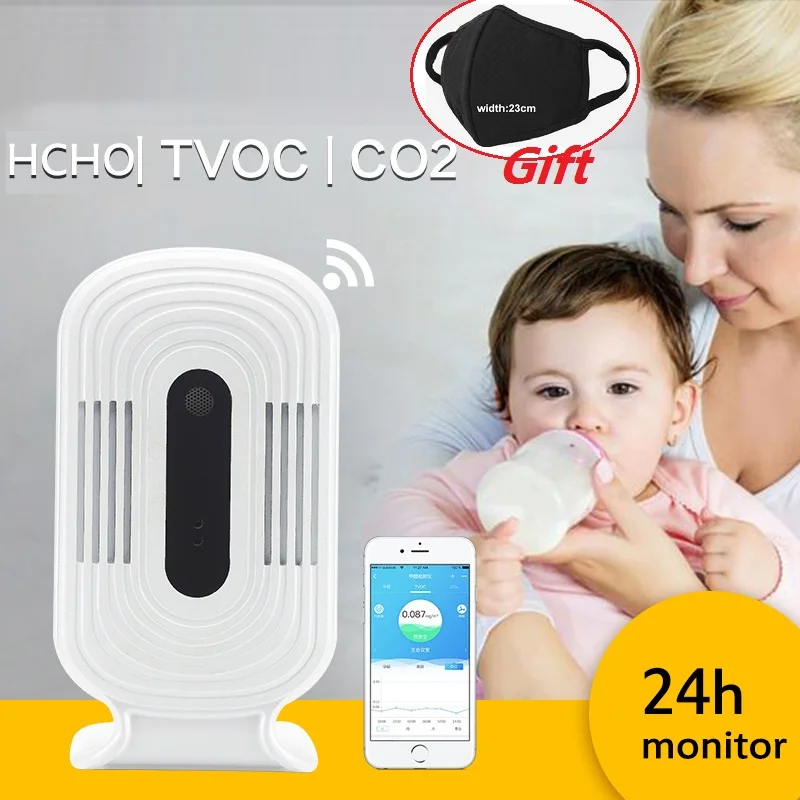 WIFI PM2.5 HCHO TVOC CO2 термометр гигрометр монитор углекислого газа смарт детектор