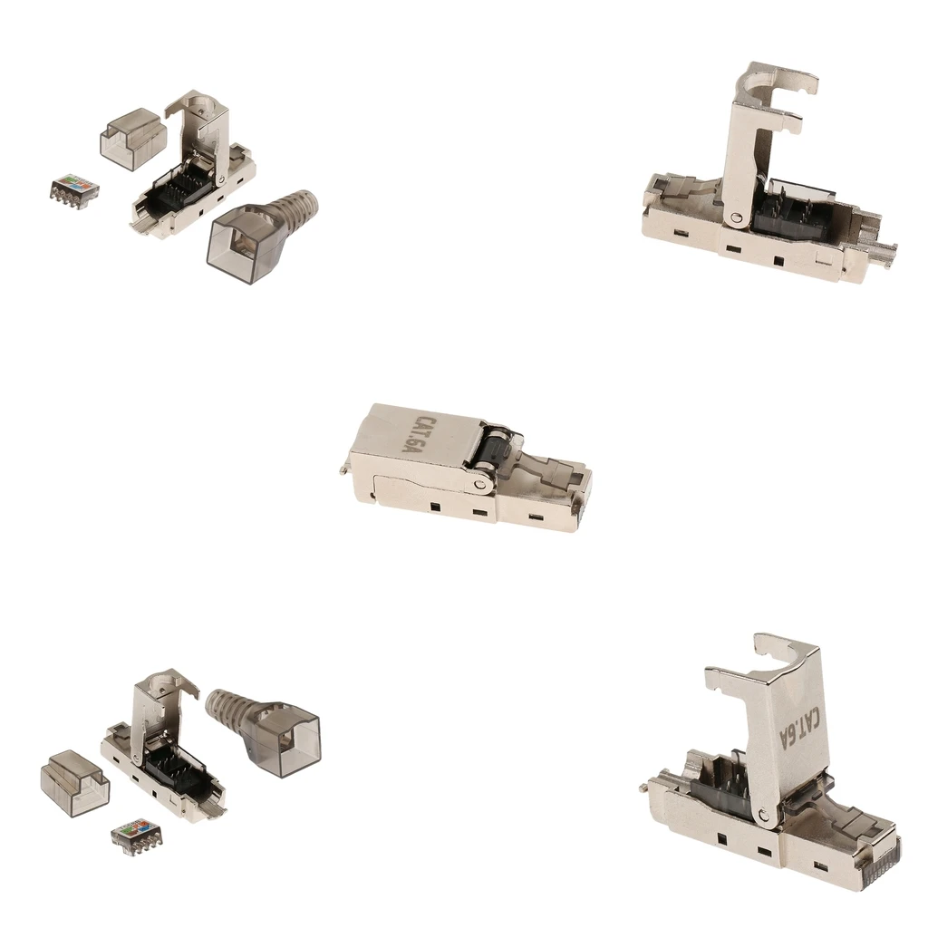 5x CAT6A RJ45 полевая сборка разъем сетевой разъем Модульные вилки экранированные Разъемы Ethernet поддерживает питание через Ethernet