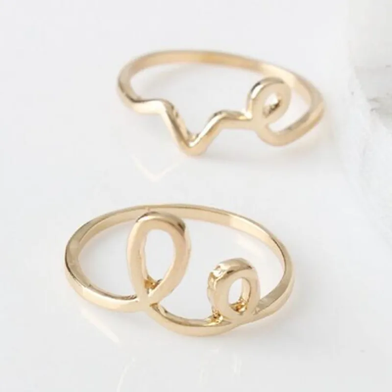 Minimalist design circle wave LOVE couple ring RD146 | Украшения и аксессуары
