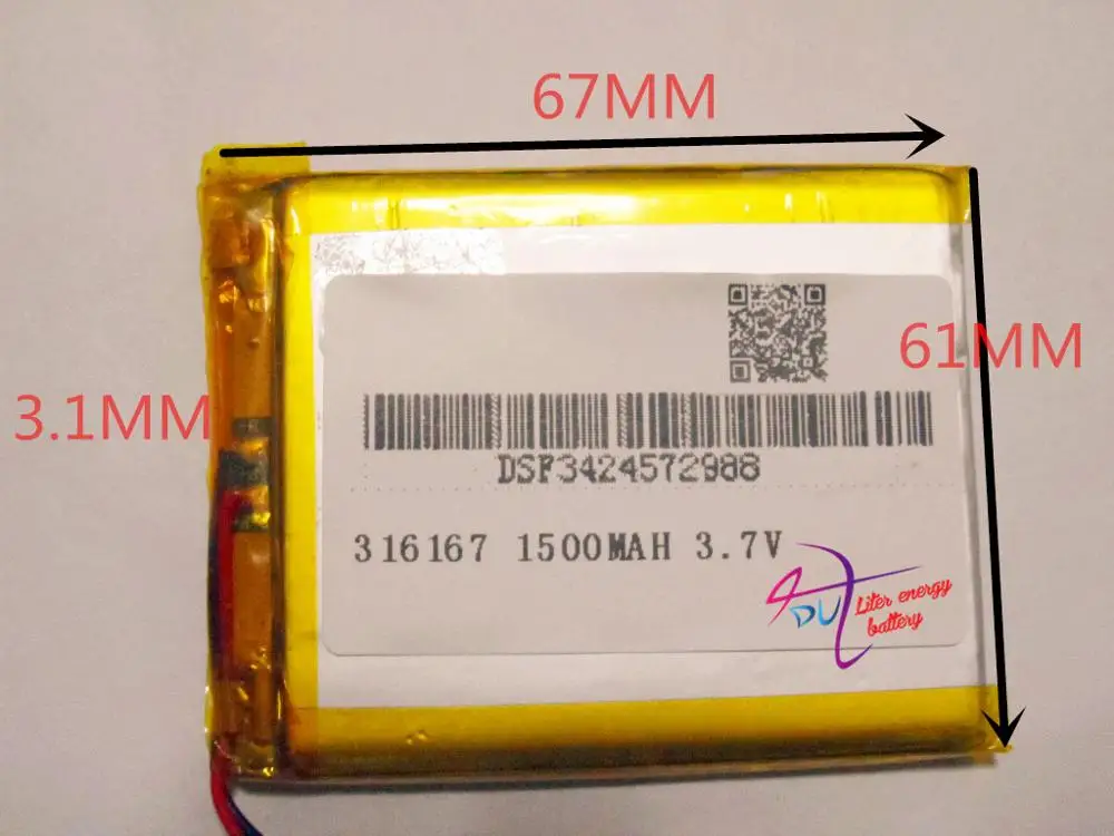 Литий полимерный аккумулятор 3 7 в 1500 мАч 316167|polymer battery|polymer battery mah3.7 mah |