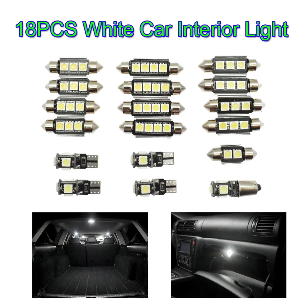 18pcs/set White Car Interior LED Light DC 12V Lamp Reading Light Kit For Volvo XC90 2003-2011