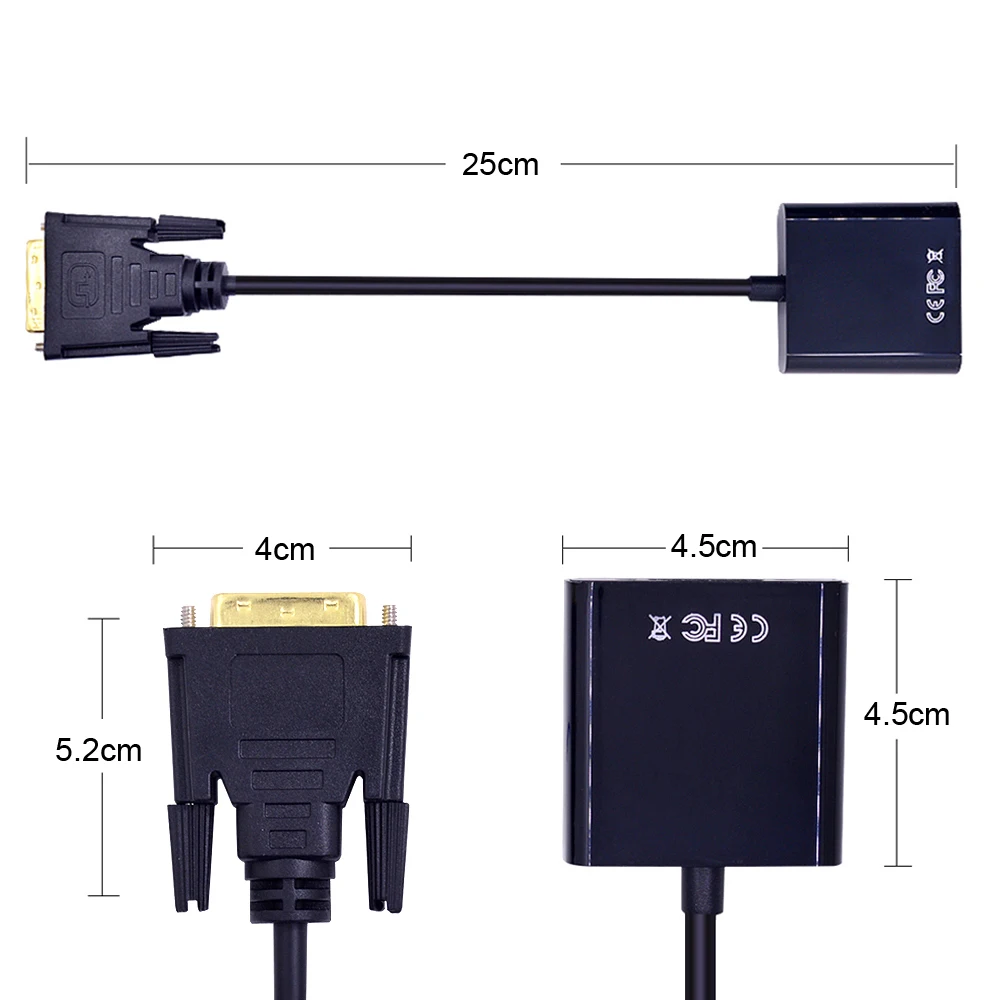 CHIPAL с USB кабелем питания HD 1080P DVI D к VGA адаптеру 24 + 1 25Pin папа 15Pin Женский конвертер